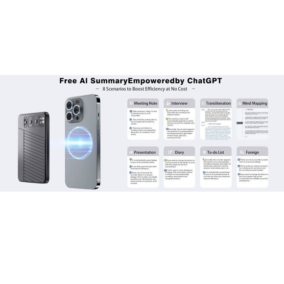 Banoshalo AI Voice Recorder Translation Transcription 107 Languages w ChatGPT - Picture 11 of 16